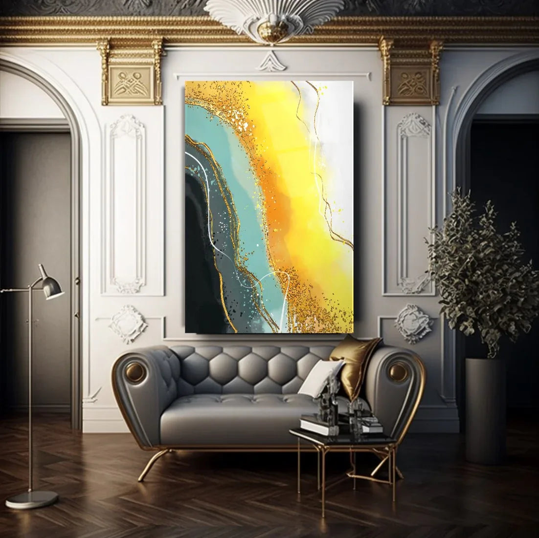 Abstract Yellow Glass Wall Art - LUXARTDECO