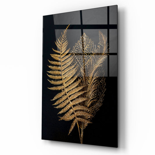 Gold Leaves Glass Wall Art