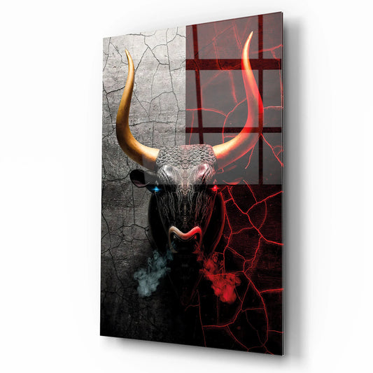 Bull Glass Wall Art - LUXARTDECO