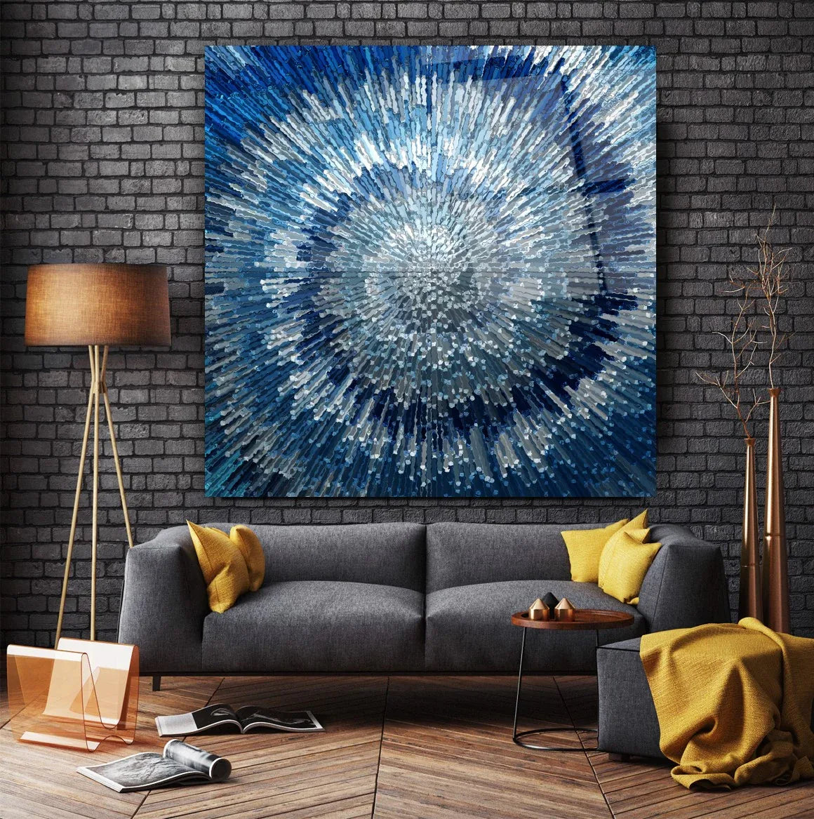 Blue Splash Glass Wall Art - LUXARTDECO