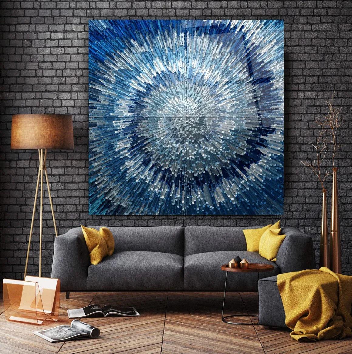 Blue Splash Glass Wall Art - LUXARTDECO