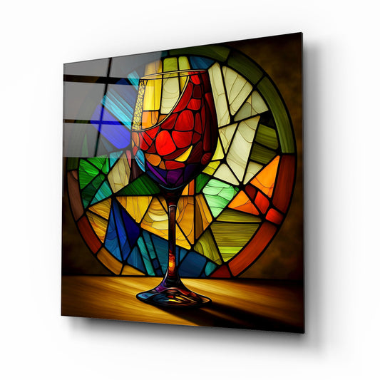 Multicolour Wine Glass Glass Wall Art