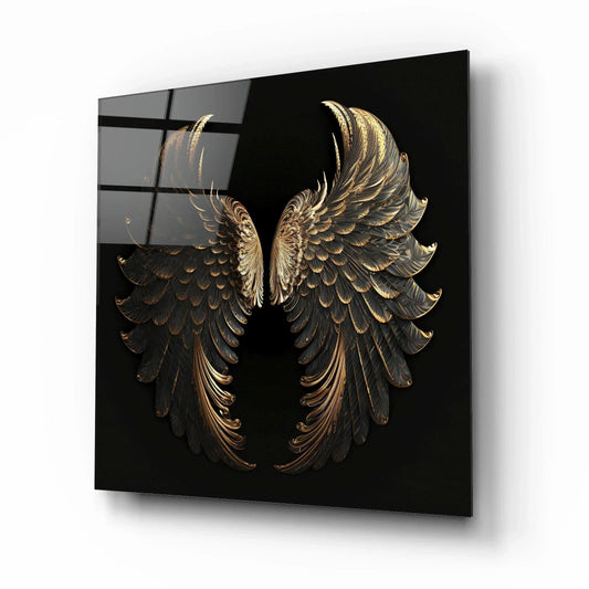 Gold Wings Glass Wall Art - LUXARTDECO