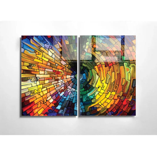 Colorful Texture Duo Glass Wall Art Set - LUXARTDECO