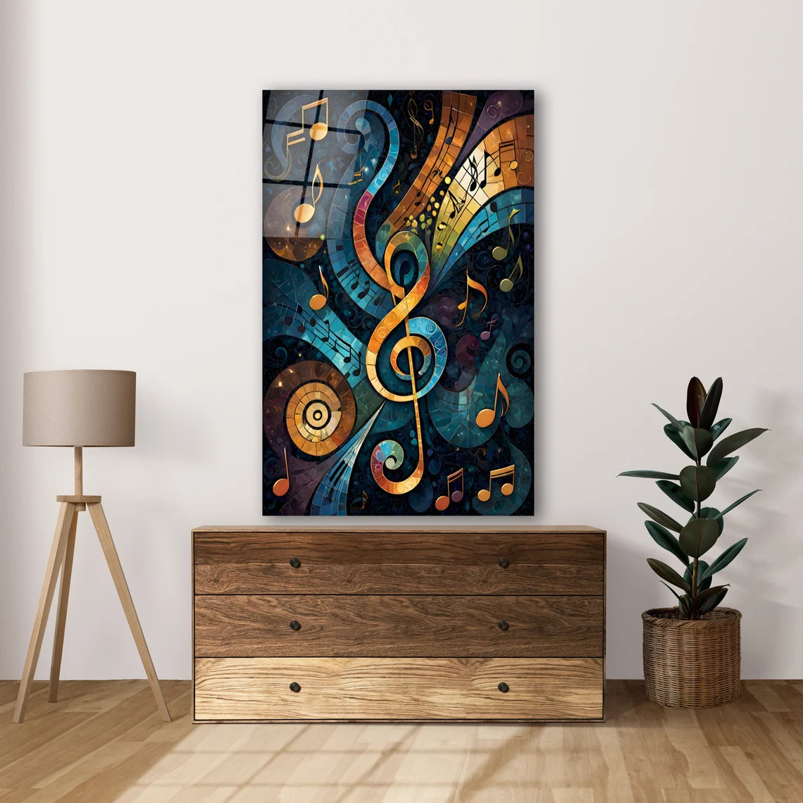 Music Notes Glass Wall Art