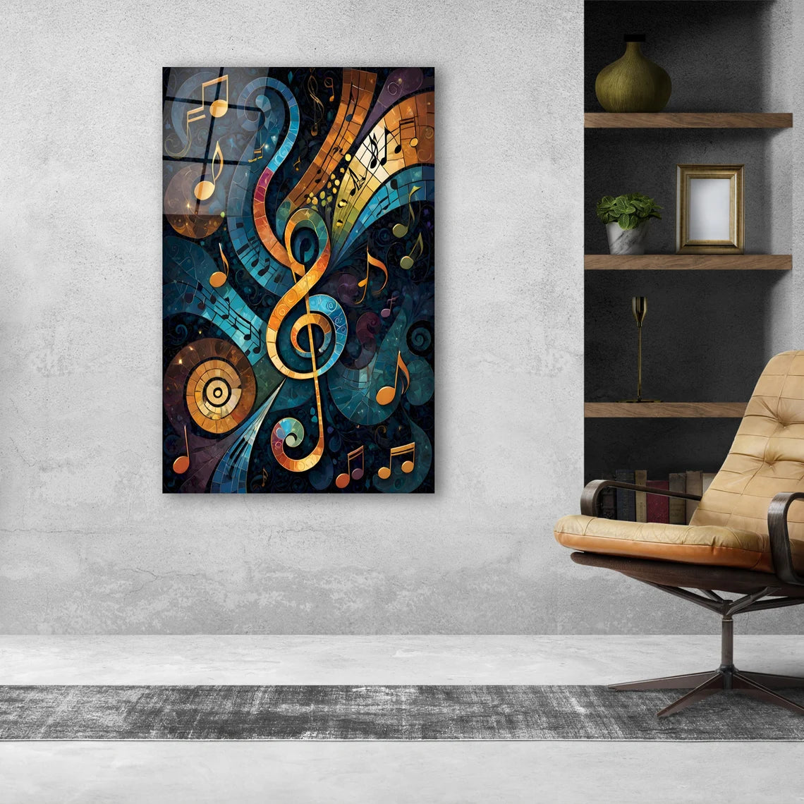 Music Notes Glass Wall Art