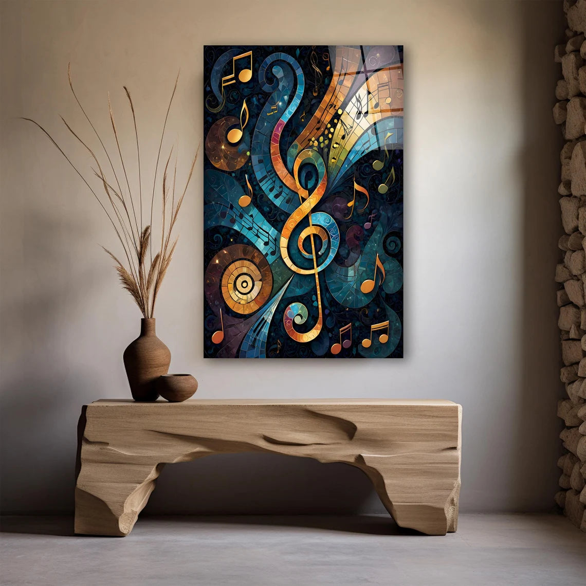 Music Notes Glass Wall Art