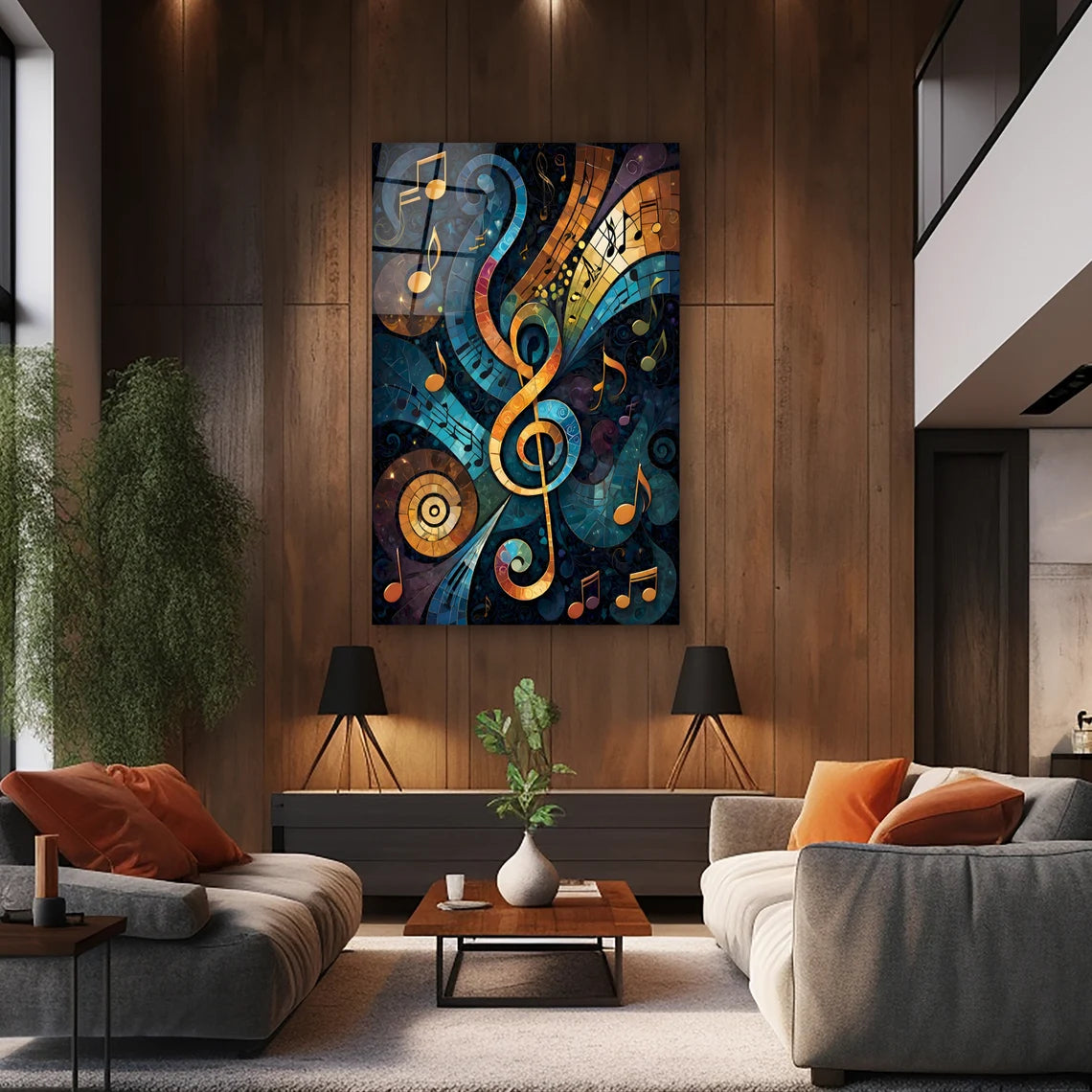 Music Notes Glass Wall Art