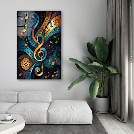 Music Notes Glass Wall Art - LUXARTDECO