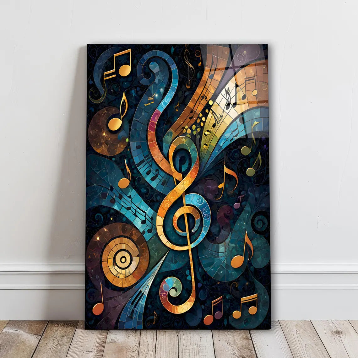 Music Notes Glass Wall Art