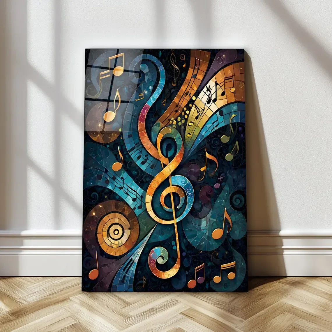Music Notes Glass Wall Art - LUXARTDECO