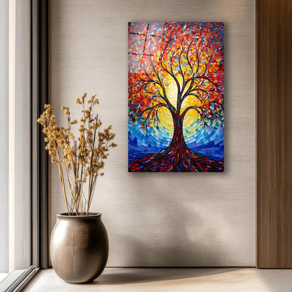 Colorful Tree Glass Wall Art - LUXARTDECO