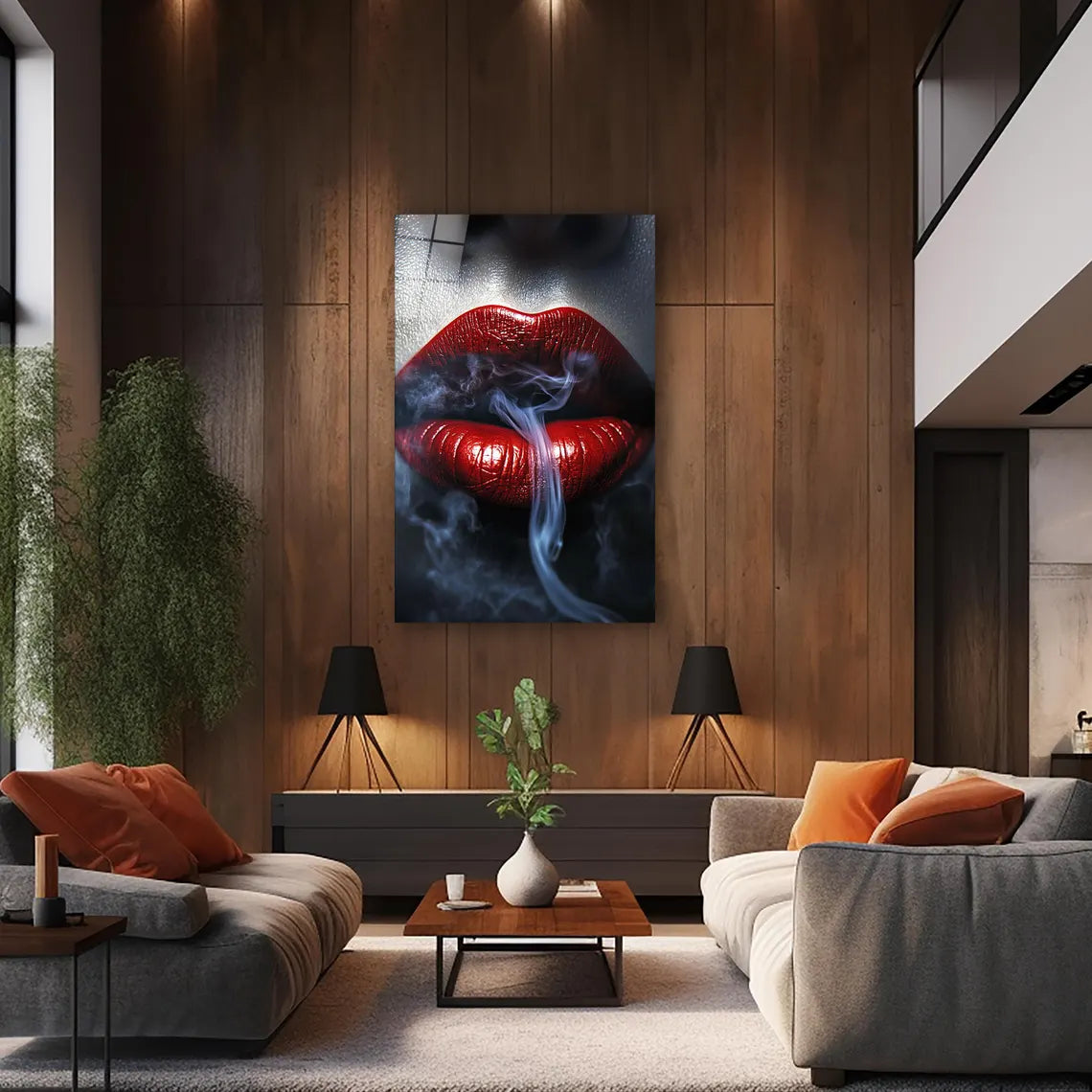 Red Lipstick Glass Wall Art