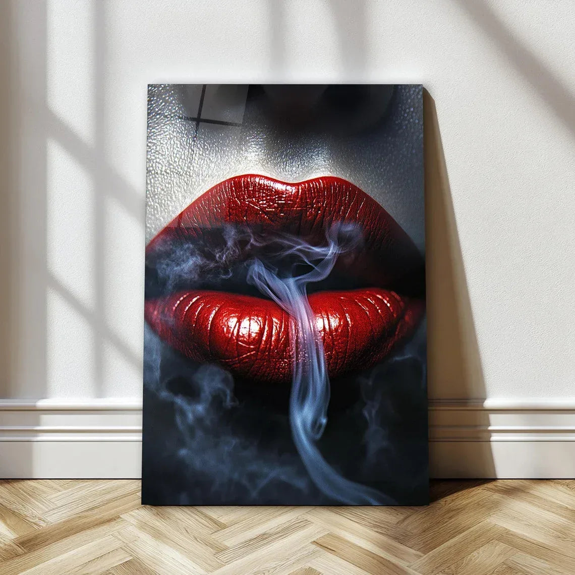 Bold Red Lipstick Glass Wall Art - LUXARTDECO