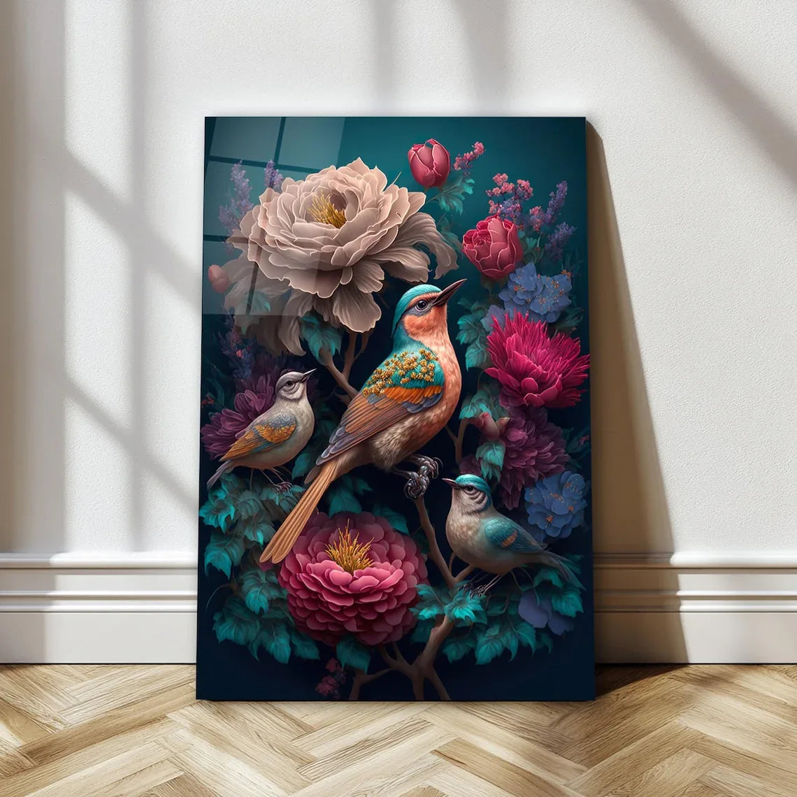 Vibrant Birds Glass Wall Art - LUXARTDECO