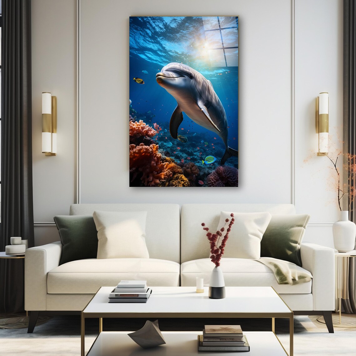 Dolphin Glass Wall Art