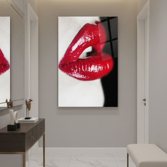 Labbra Rosse e Sensuali Quadro in Vetro Temperato