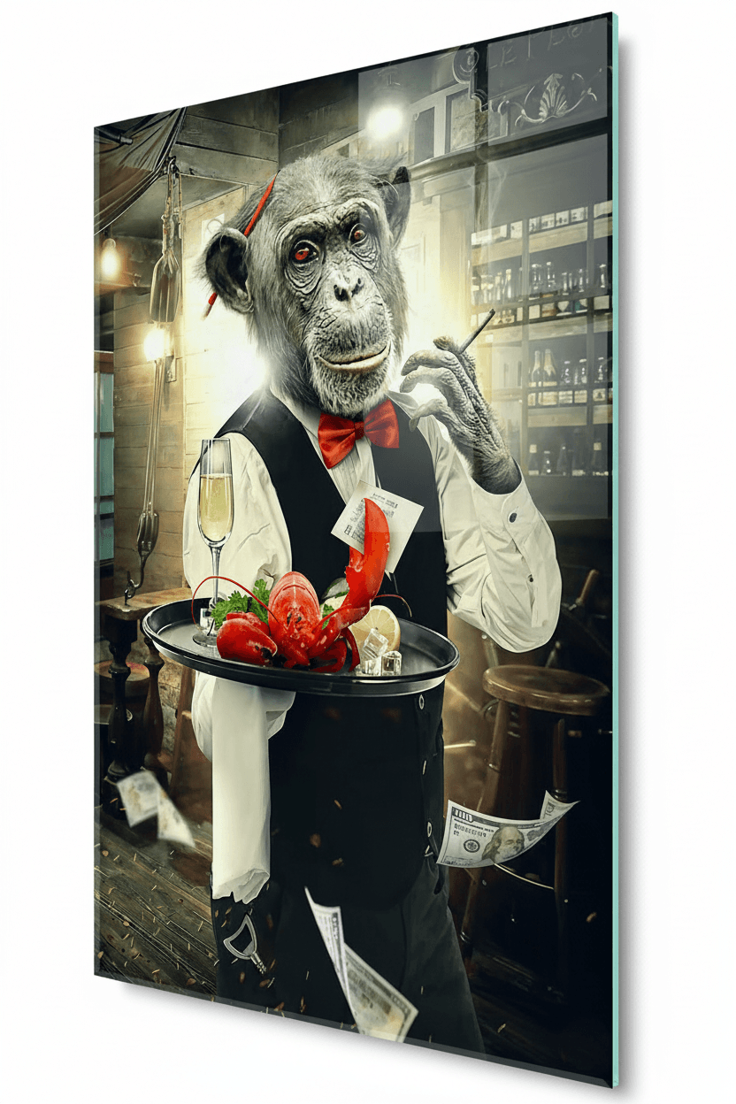 Le singe amusant Tableau en Verre Trempé