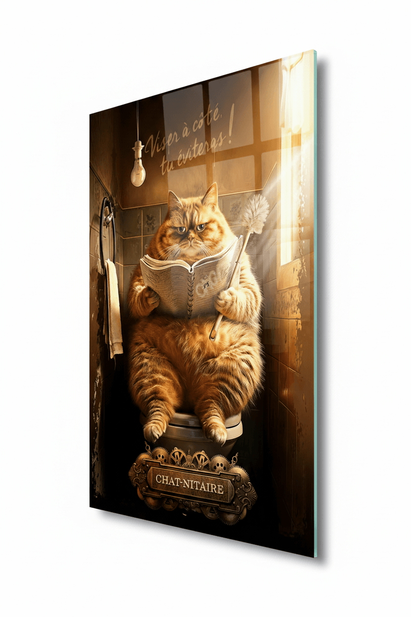 Funny Cat Glass Wall Art