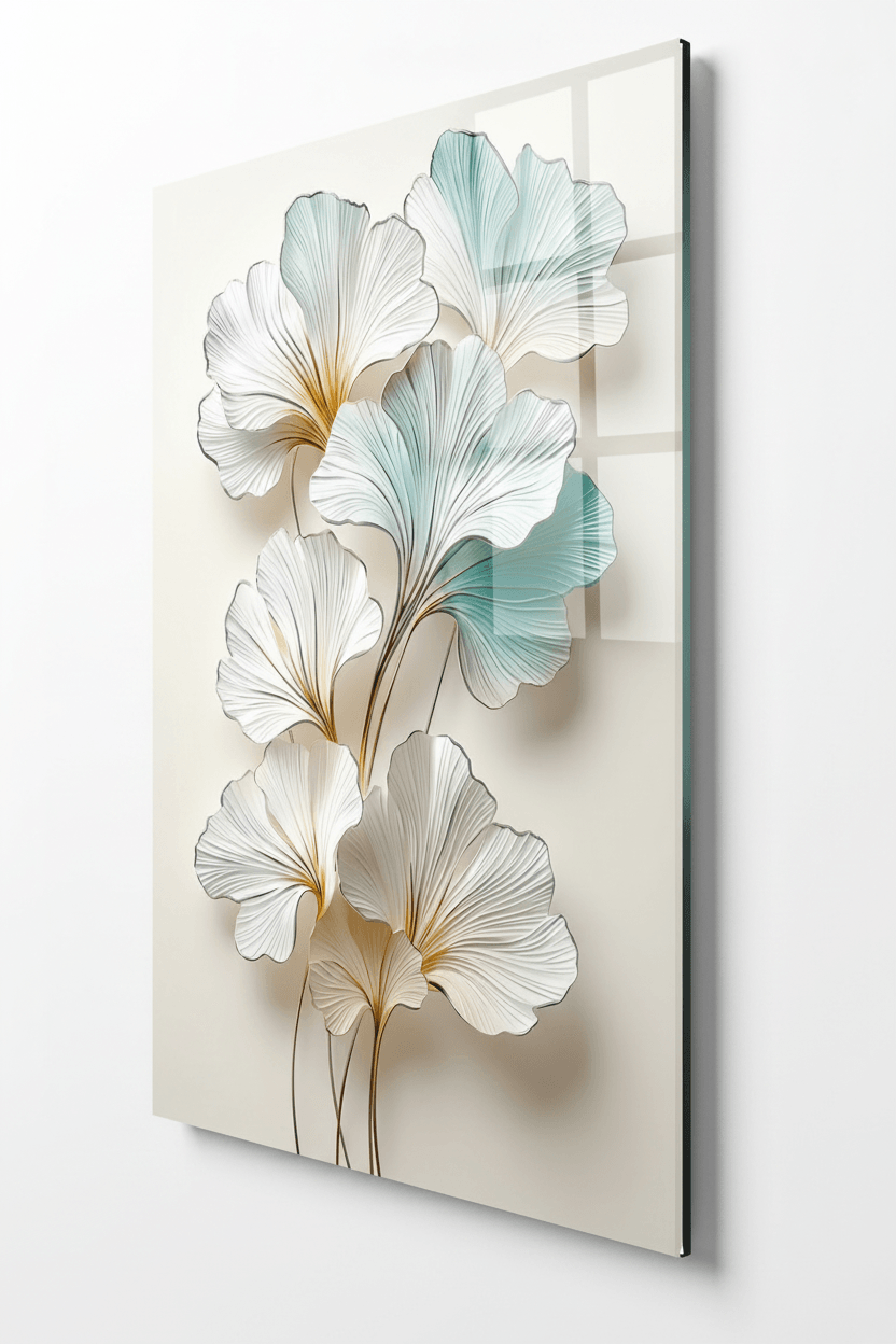 Foglie di Ginkgo Quadro in Vetro Temperato