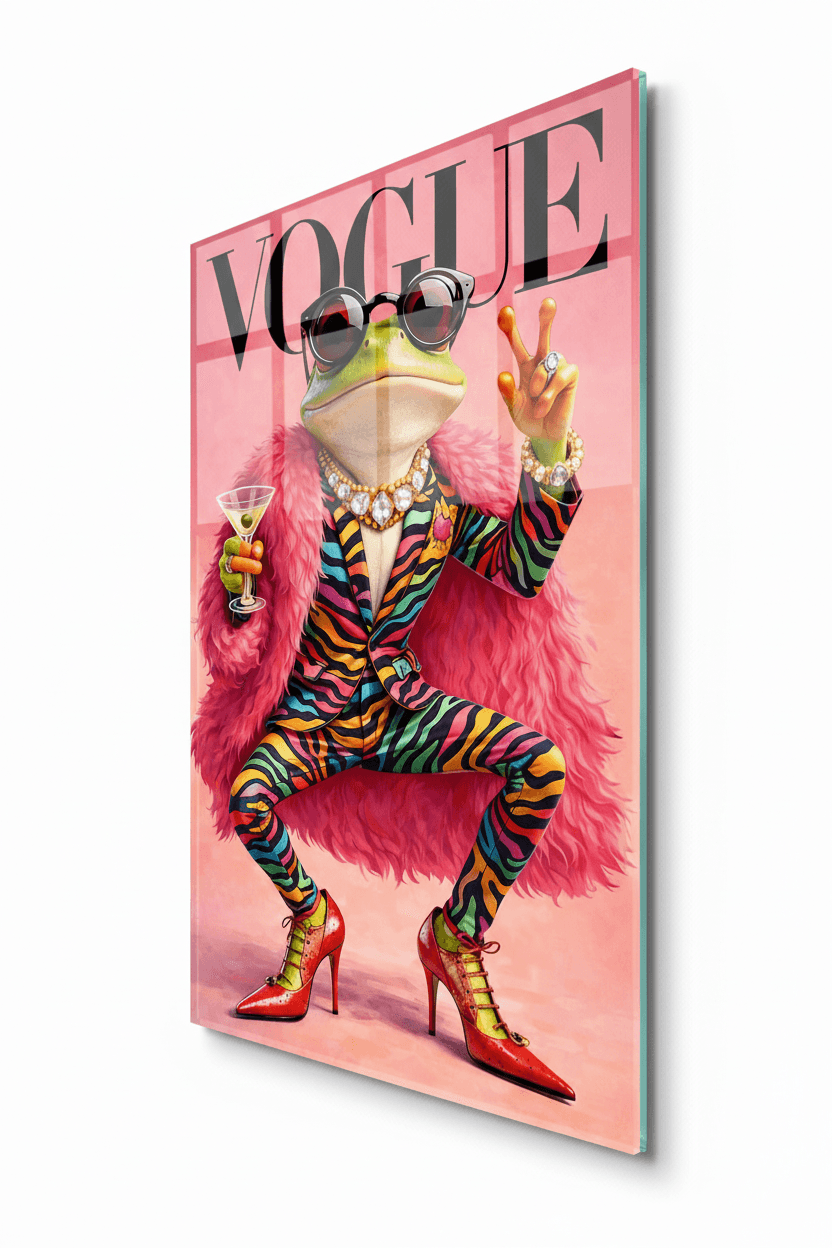Fashion Frog Quadro in Vetro Temperato