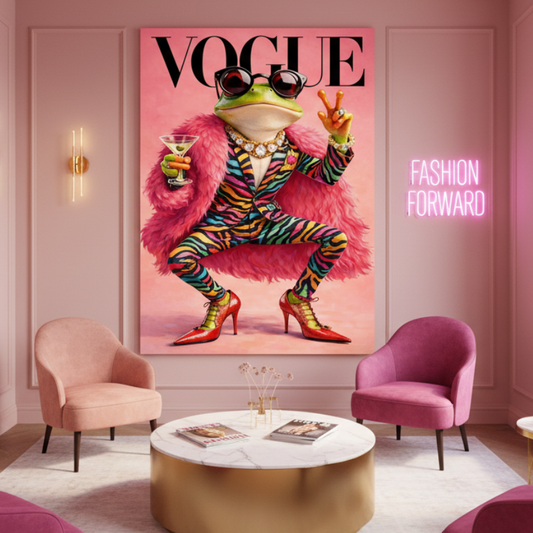 Fashion Frog Tableau en Verre Trempé