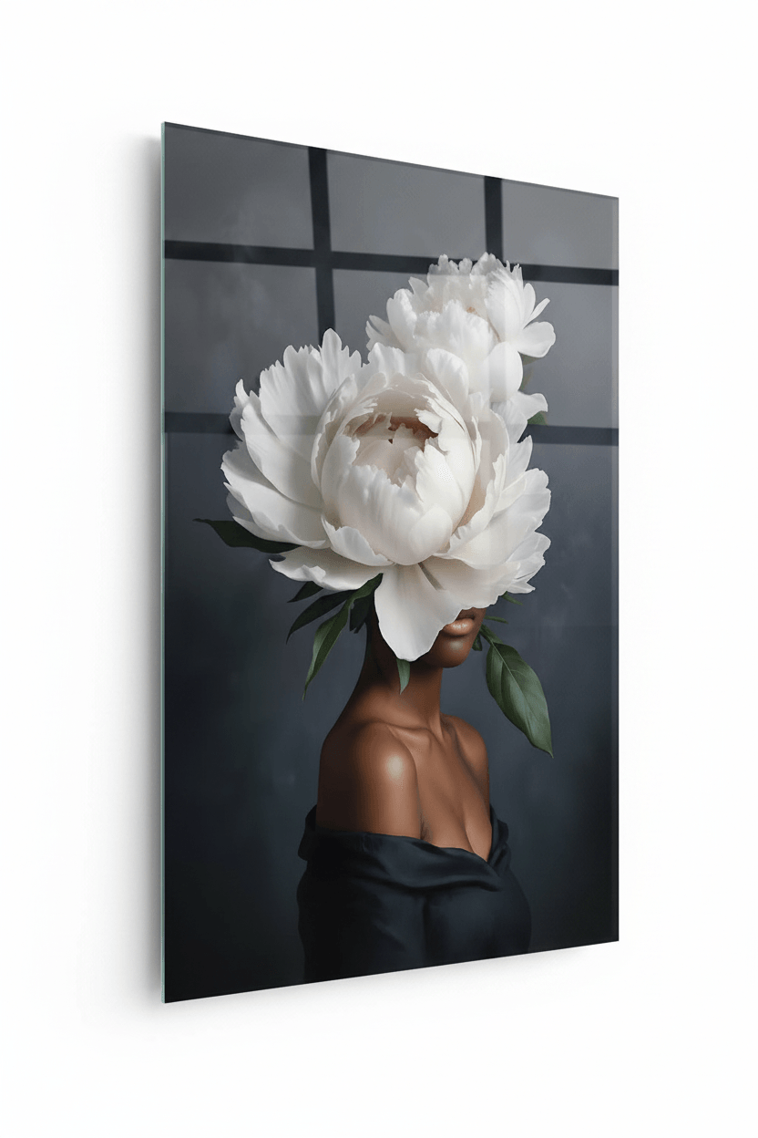 La bellezza della Peonia Quadro in Vetro Temperato