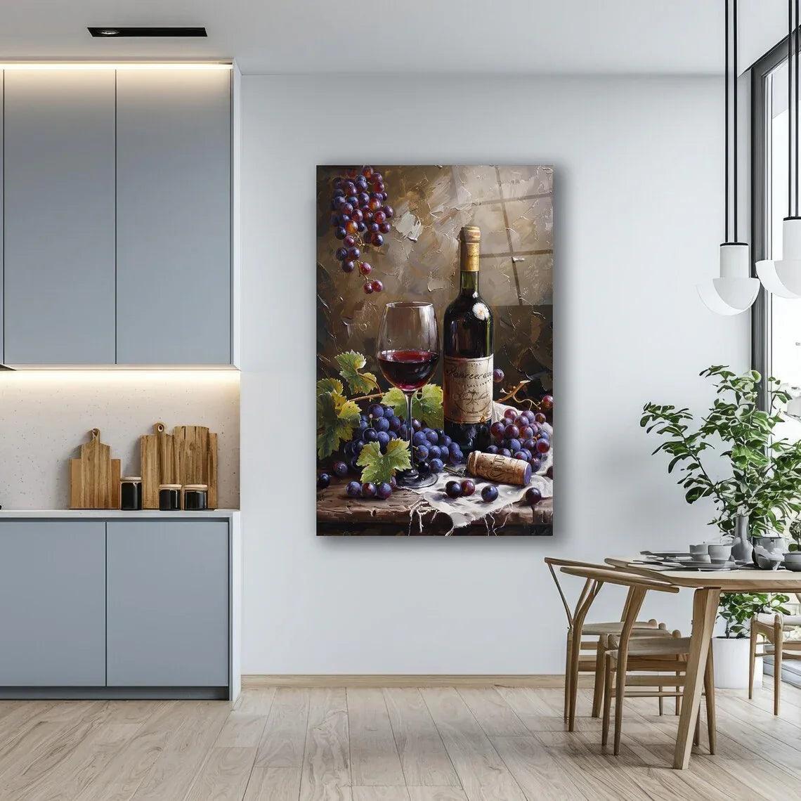 Red Wine Glass Wall Art - LUXARTDECO