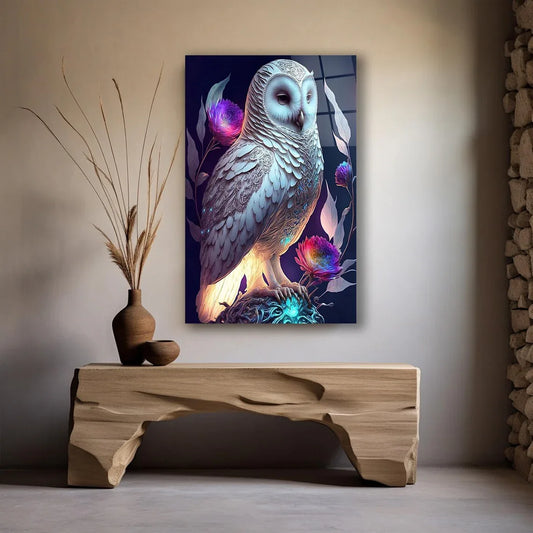 Wise Owl Glass Wall Art - LUXARTDECO