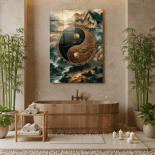 Yin Yang Tableau en Verre Trempé