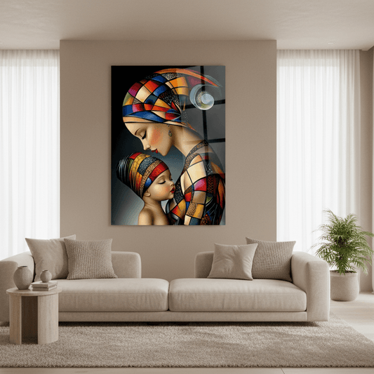 L'amour de la Mère Tableau en Verre Trempé