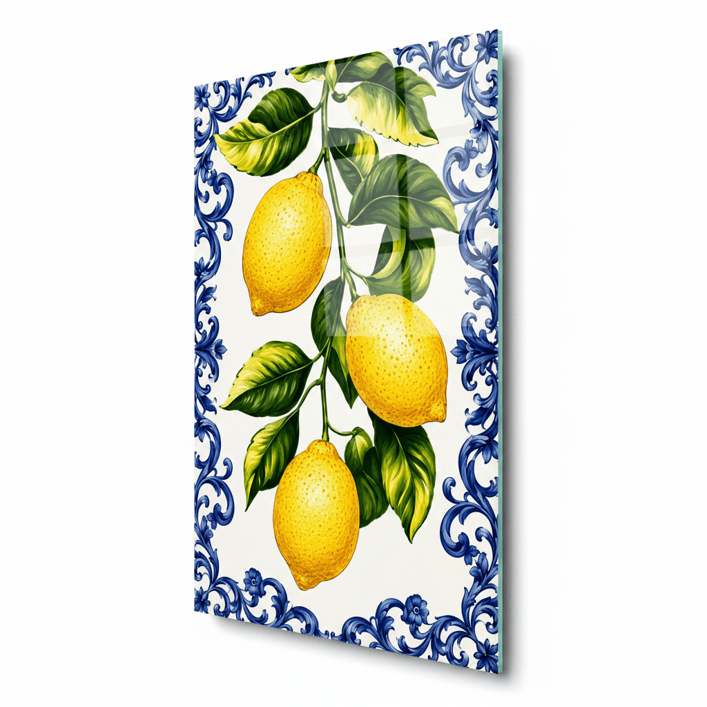 Citrons Tableau en Verre Trempé