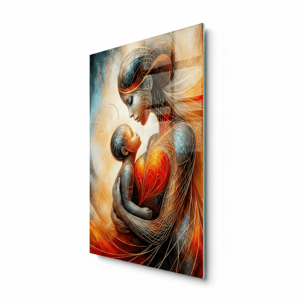 L'amore Materno Quadro in Vetro Temperato