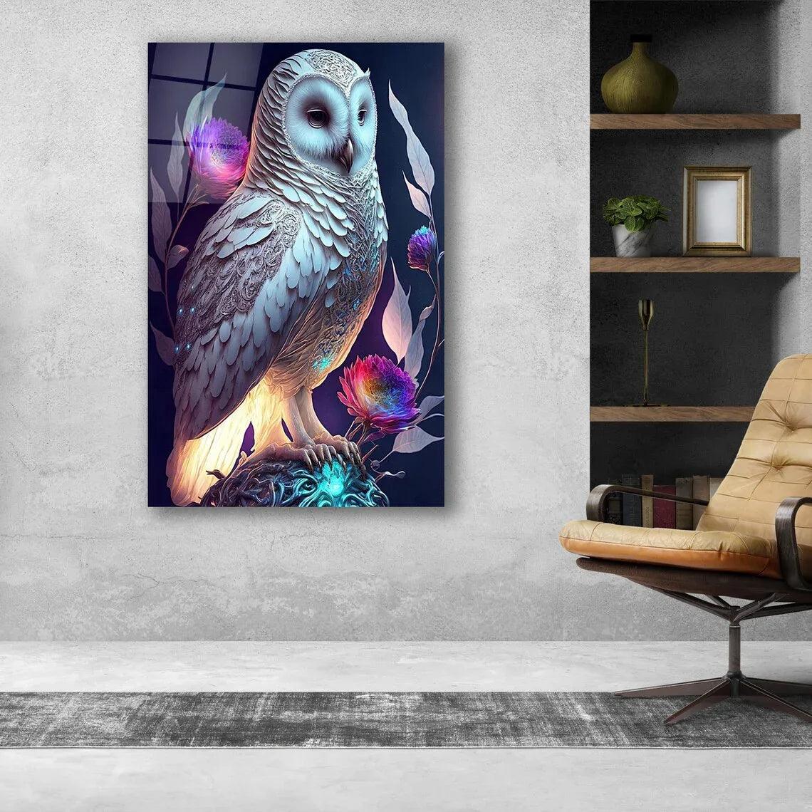 Wise Owl Glass Wall Art - LUXARTDECO