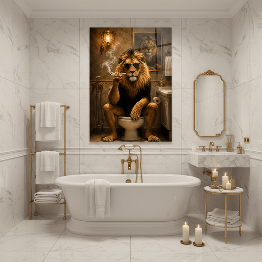 Lion Rigolo Tableau en Verre Trempé
