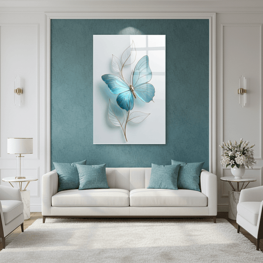 3D Butterfly Glass Wall Art