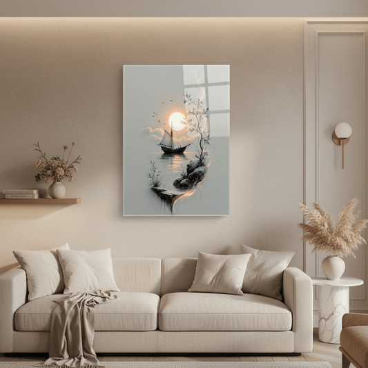 Romantic Sunset Glass Wall Art