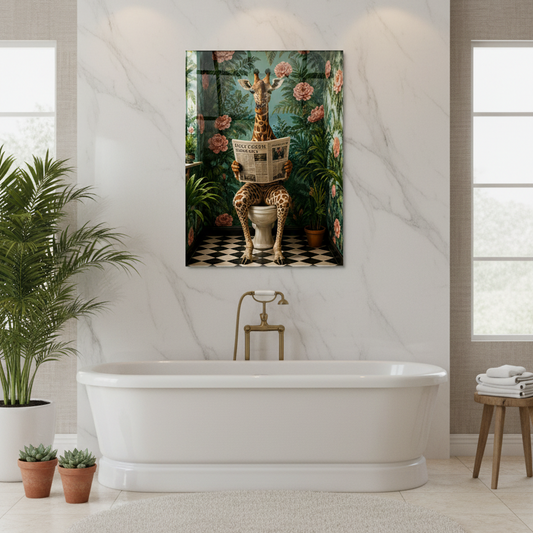Giraffa Divertente Quadro in Vetro Temperato