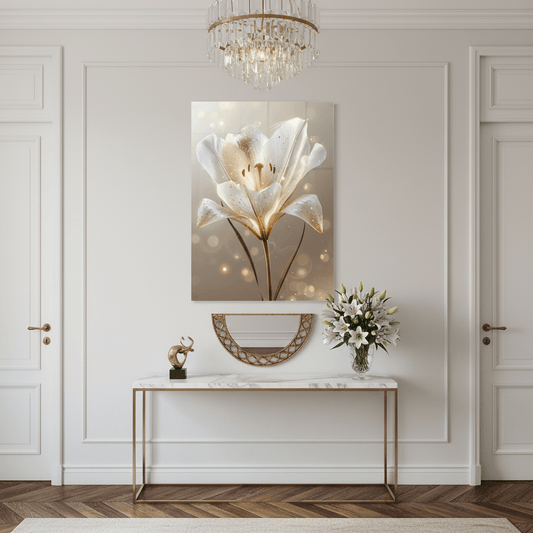 White Flowers on Marble Glass Wall Art (Copia)
