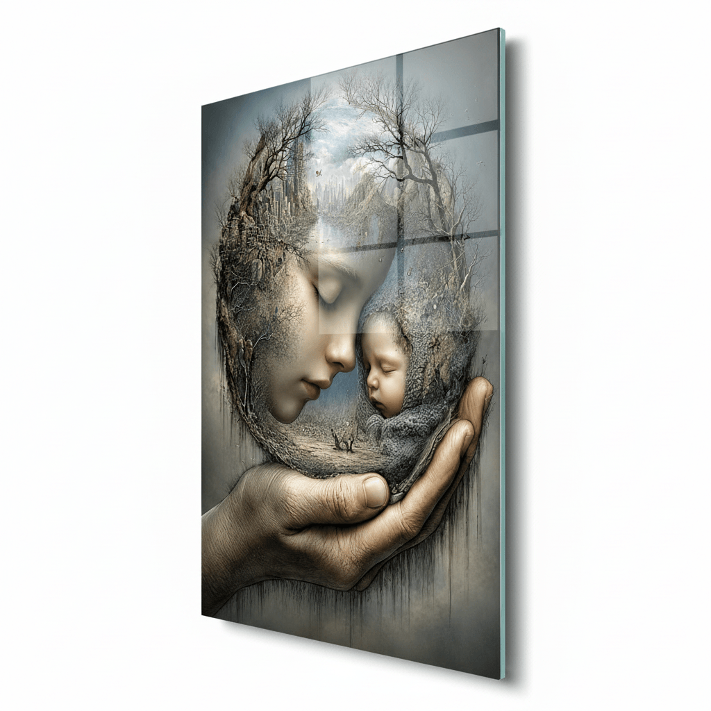 L'amore Materno Quadro in Vetro Temperato