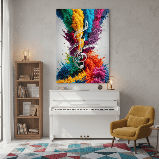 Music Color Splash Glass Wall Art
