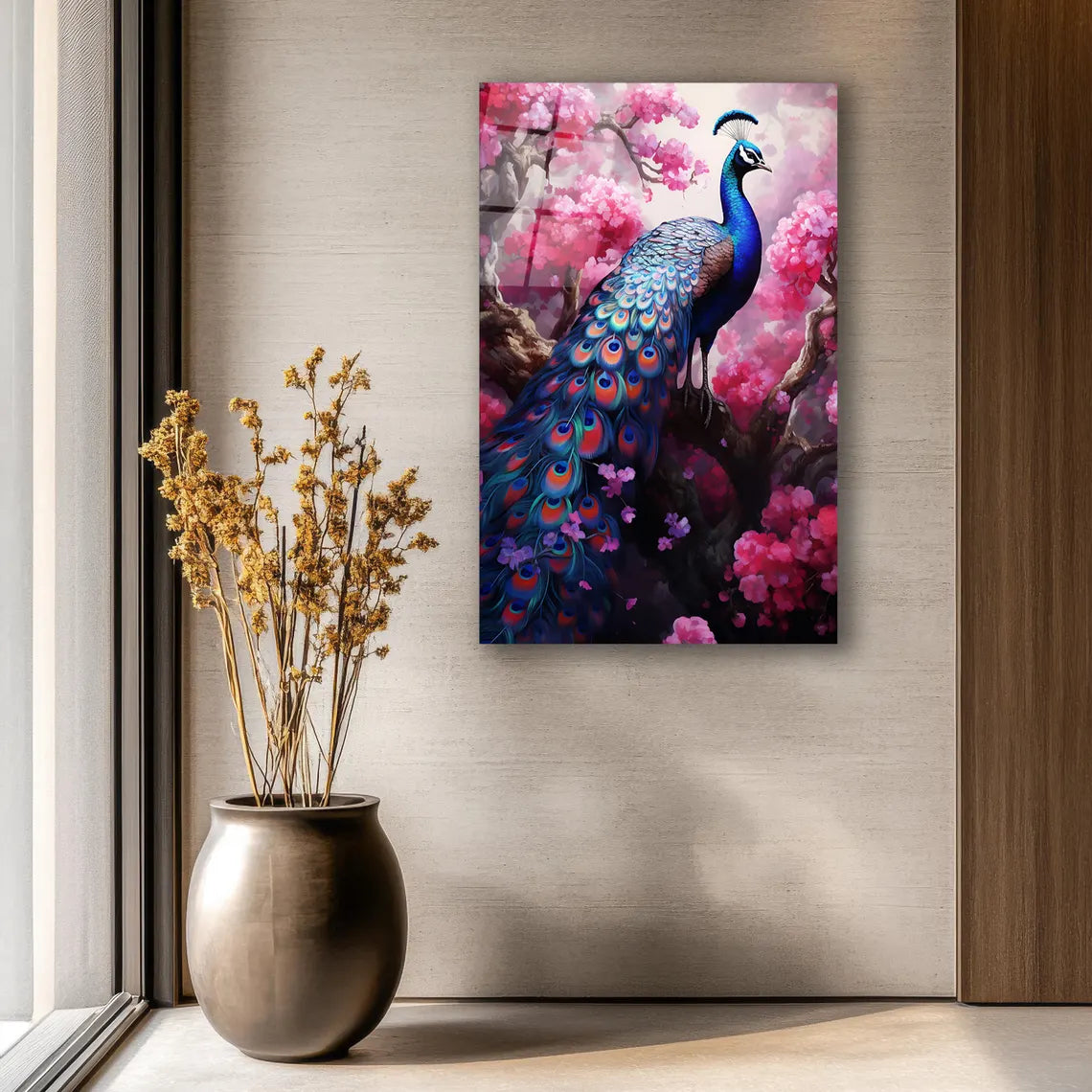 Peacock Glass Wall Art