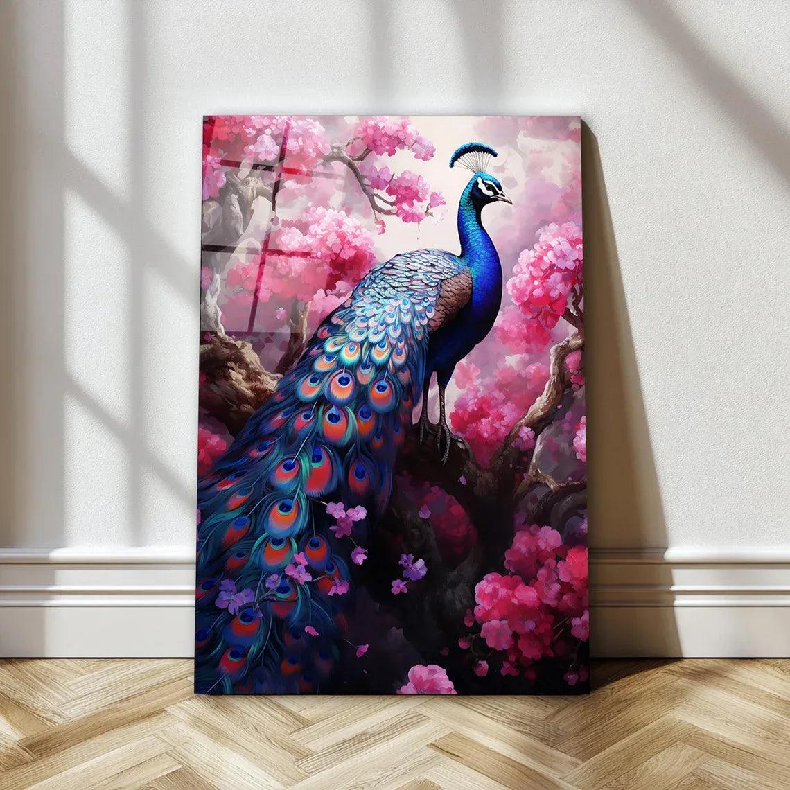 Majestic Peacock Glass Wall Art - LUXARTDECO