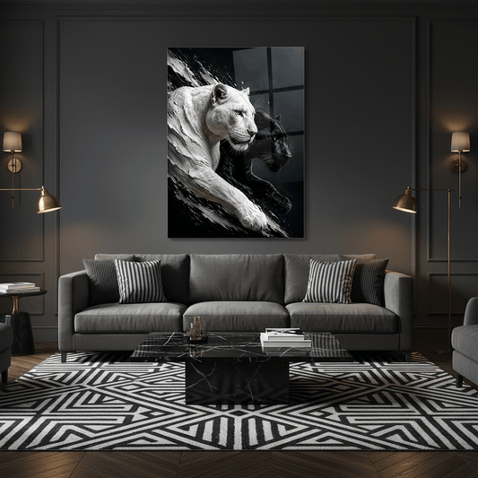 Panther Couple Glass Wall Art