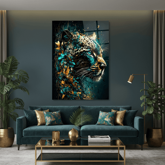 Botanical Leopard Glass Wall Art