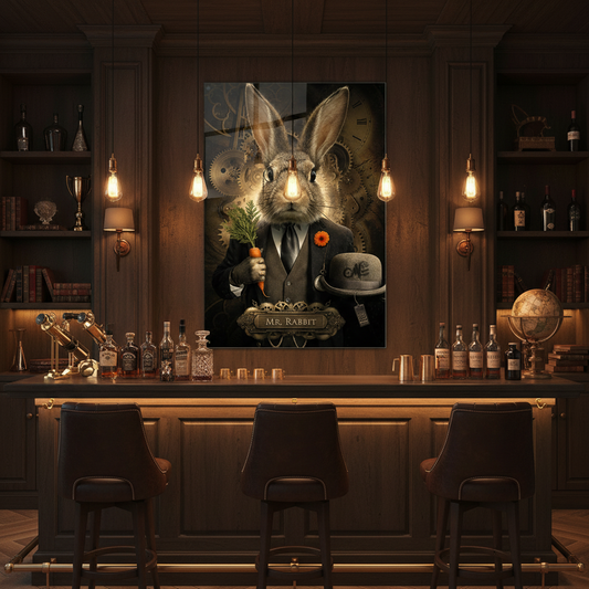 Mr. Rabbit Glass Wall Art