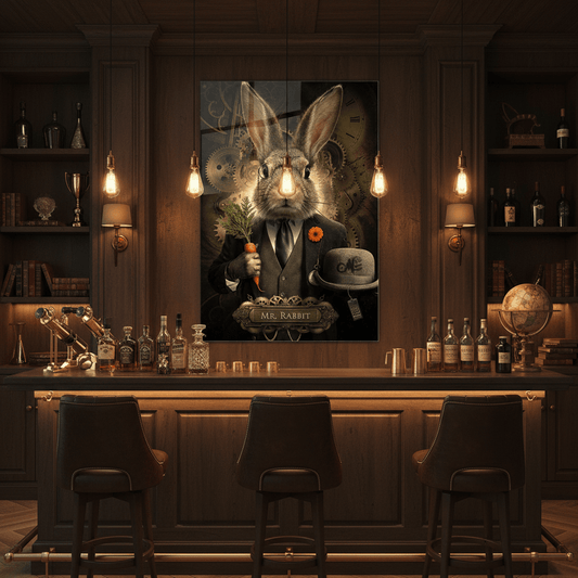 Mr. Rabbit Glass Wall Art