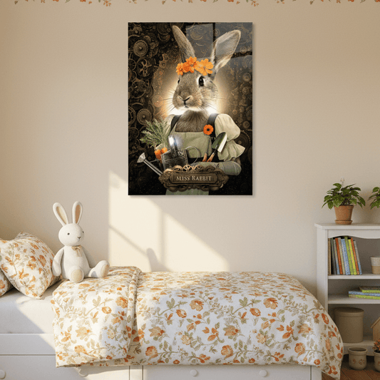 Miss Rabbit Glass Wall Art