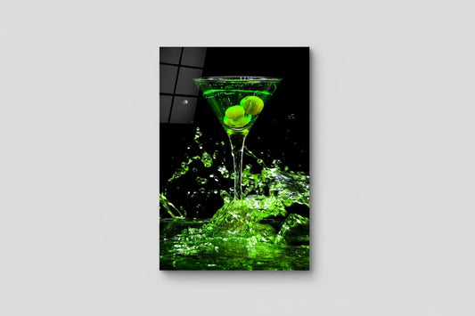 Green Martini Glass Wall Art - LUXARTDECO