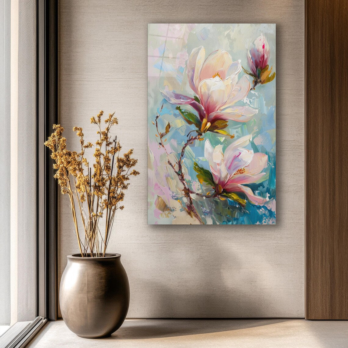 Magnolia Glass Wall Art